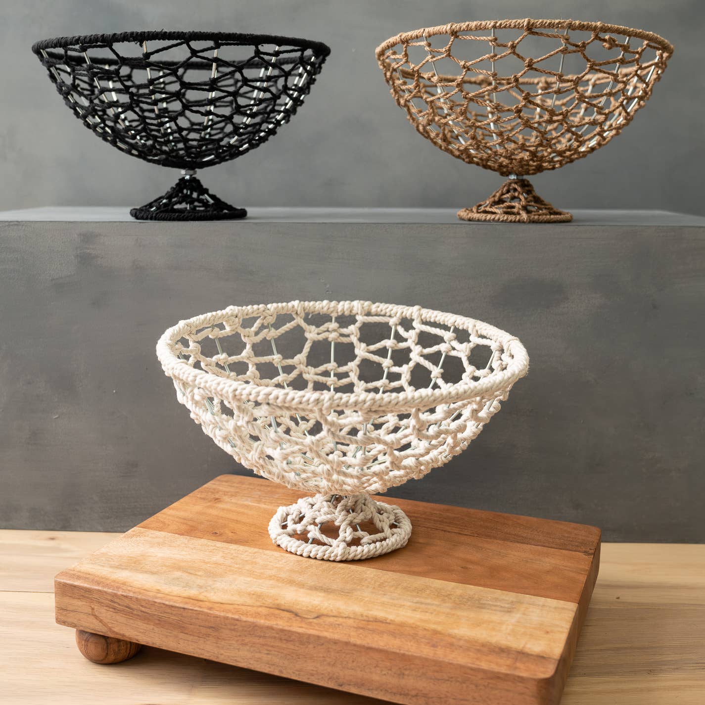 Jute Net Round Pedestal Basket - Purpose + Passion Boutique