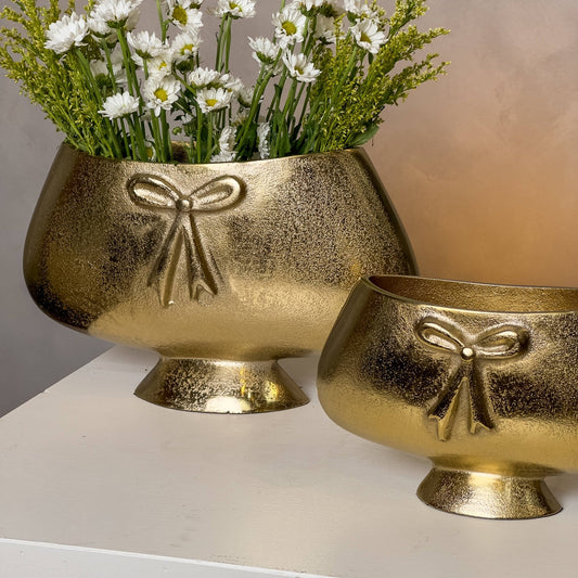 Large Gold Bow Accent Vase - Purpose + Passion Boutique
