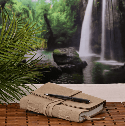 Large Taupe Suede Leather Journal w/ Organic Cotton Paper - Purpose + Passion Boutique