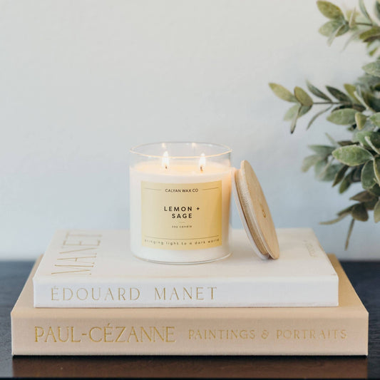 Lemon + Sage | Wood Lid Glass Tumbler Soy Candle - Purpose + Passion Boutique