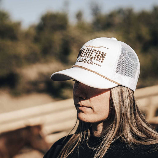 Longhorn Hat: White/Gold - Purpose + Passion Boutique