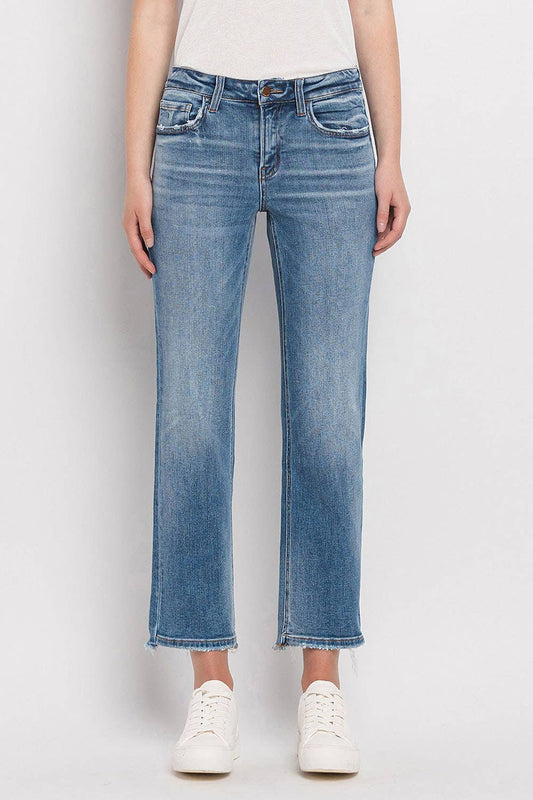 Mid Rise Crop Stright Jeans - Purpose + Passion Boutique