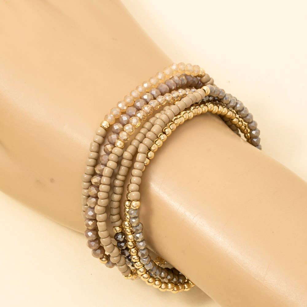 Mixed Faceted Metallic Beaded Bracelet Set - Purpose + Passion Boutique