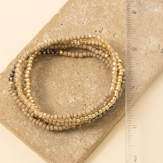 Mixed Faceted Metallic Beaded Bracelet Set - Purpose + Passion Boutique