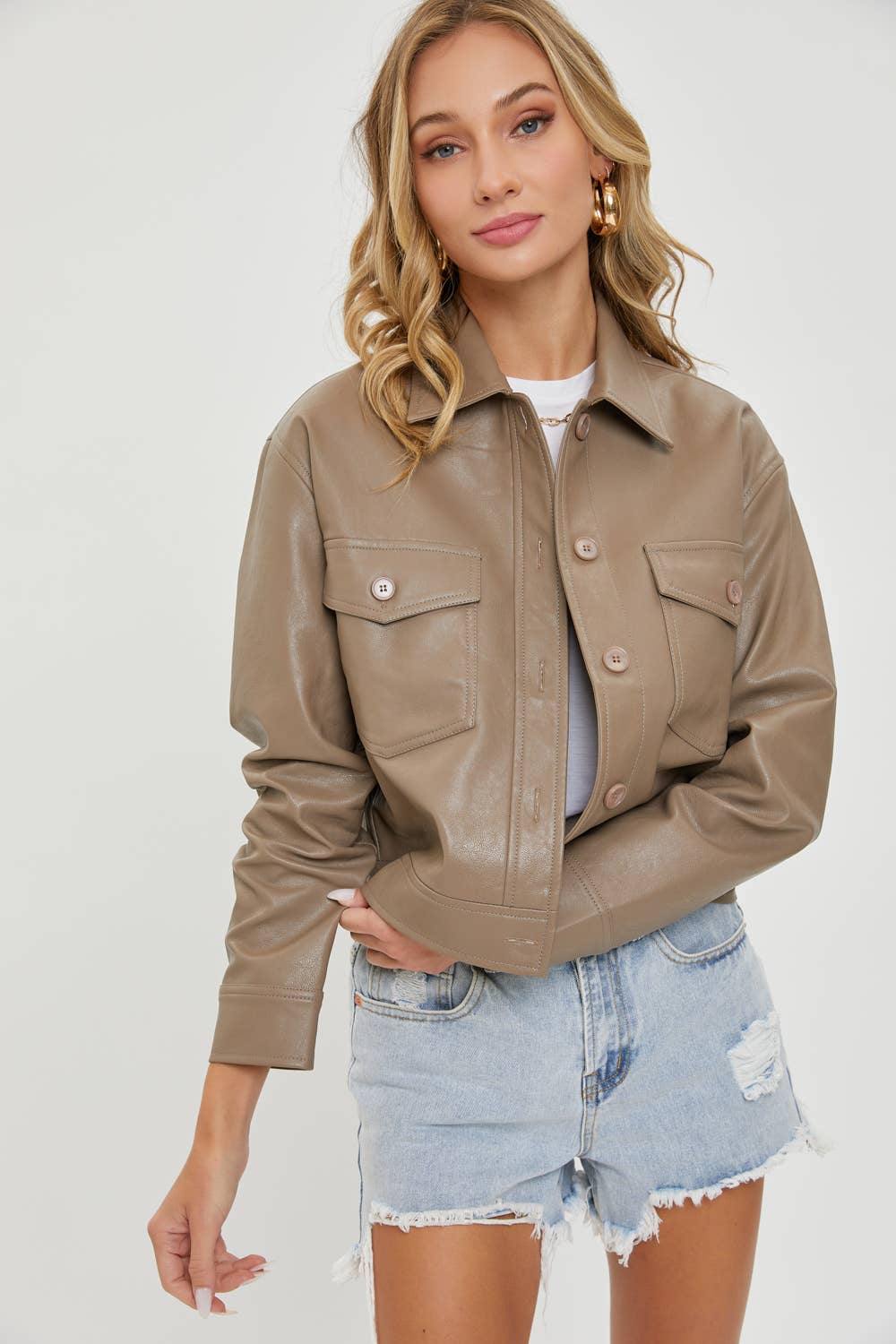 Mocha Faux Leather Jacket - Purpose + Passion Boutique