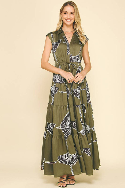 Mocha Printed Tiered Maxi Dress - Purpose + Passion Boutique