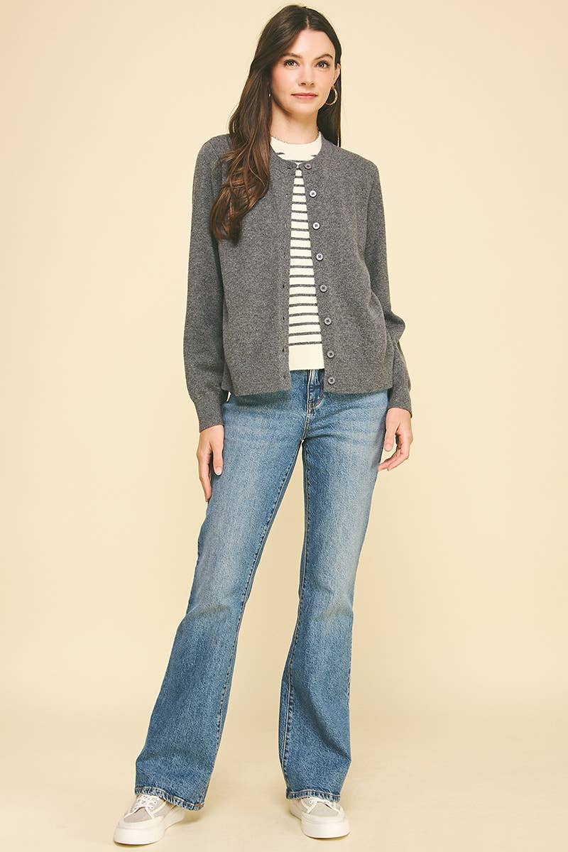 Mocha Striped Knit Top + Cardigan Combo Sweater - Purpose + Passion Boutique