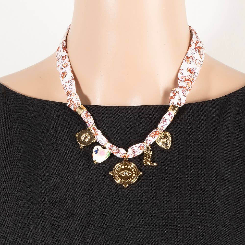 Multi Western Charms Paisley Bandana Necklace - Purpose + Passion Boutique