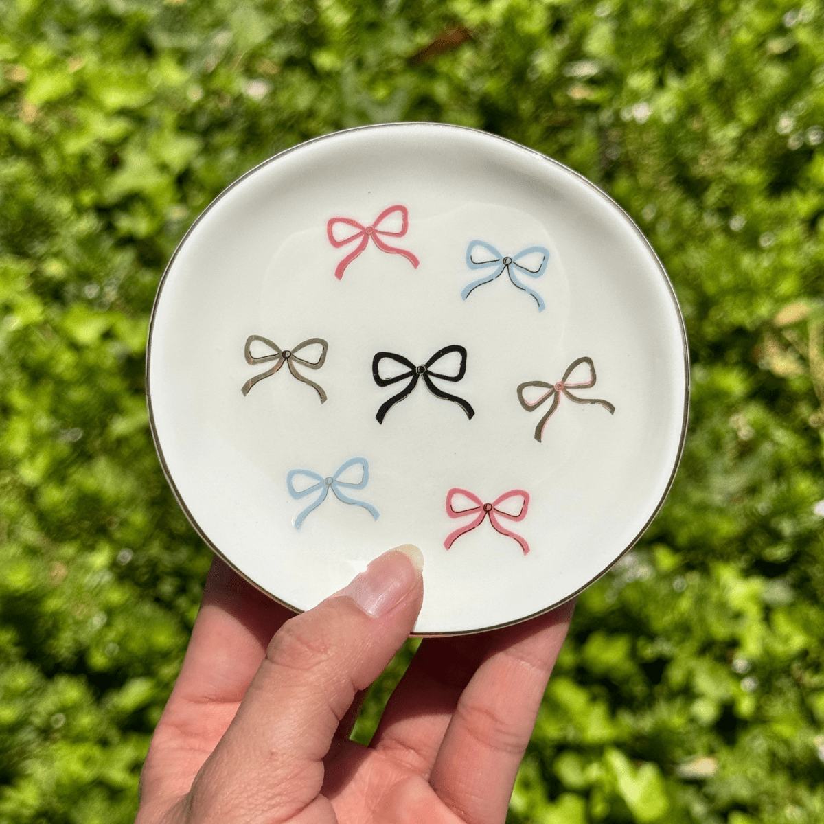 Multicolor Bows Round Trinket Tray - Purpose + Passion Boutique