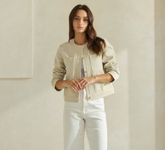 Natural Cotton Tweel Jacket - Purpose + Passion Boutique