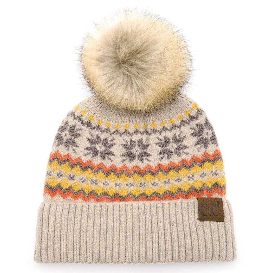 Nordic Fair Isle Beanie with Pom - Pom - Purpose + Passion Boutique