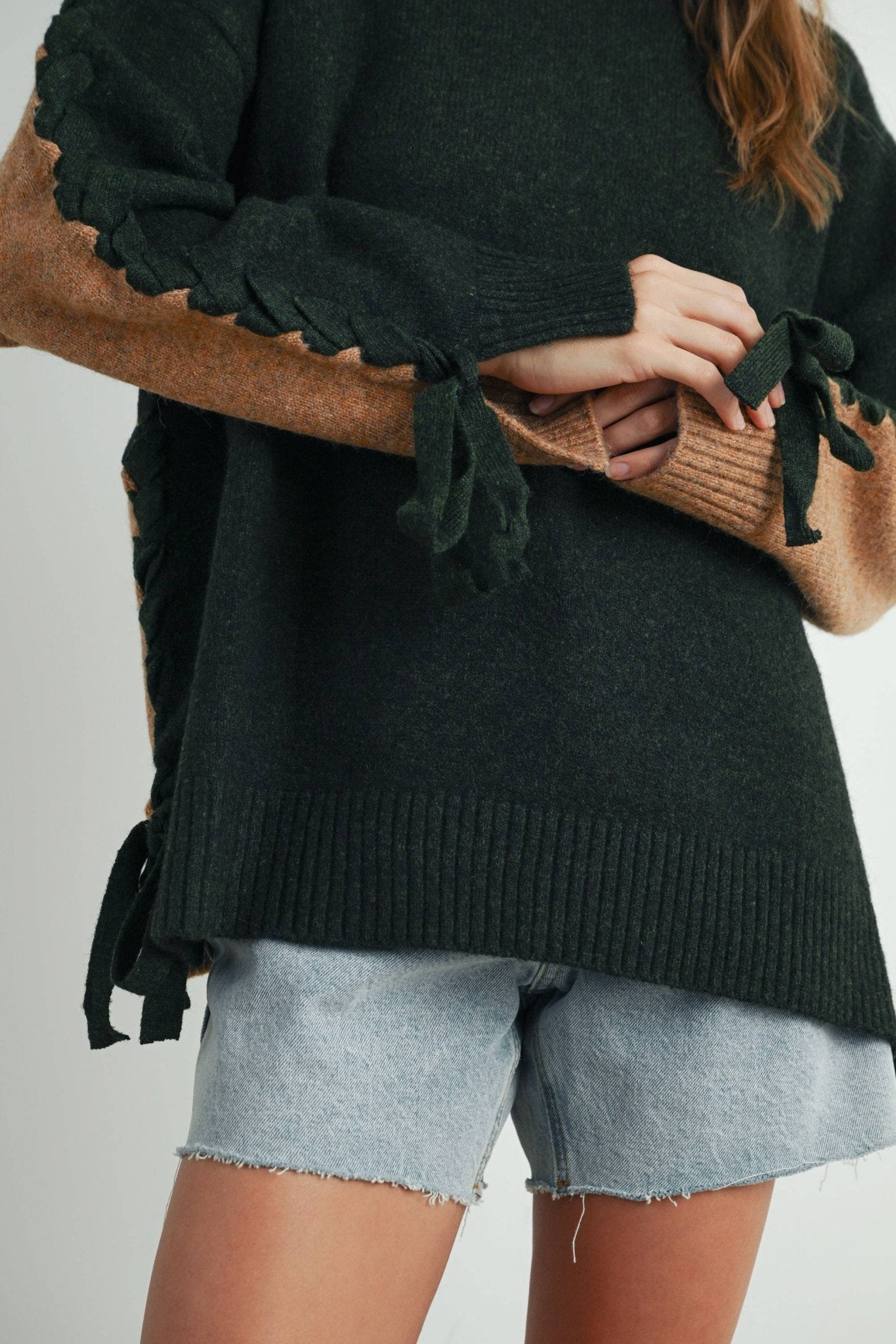 Olive Crew Neck Long Sleeve Pullover Sweater - Purpose + Passion Boutique