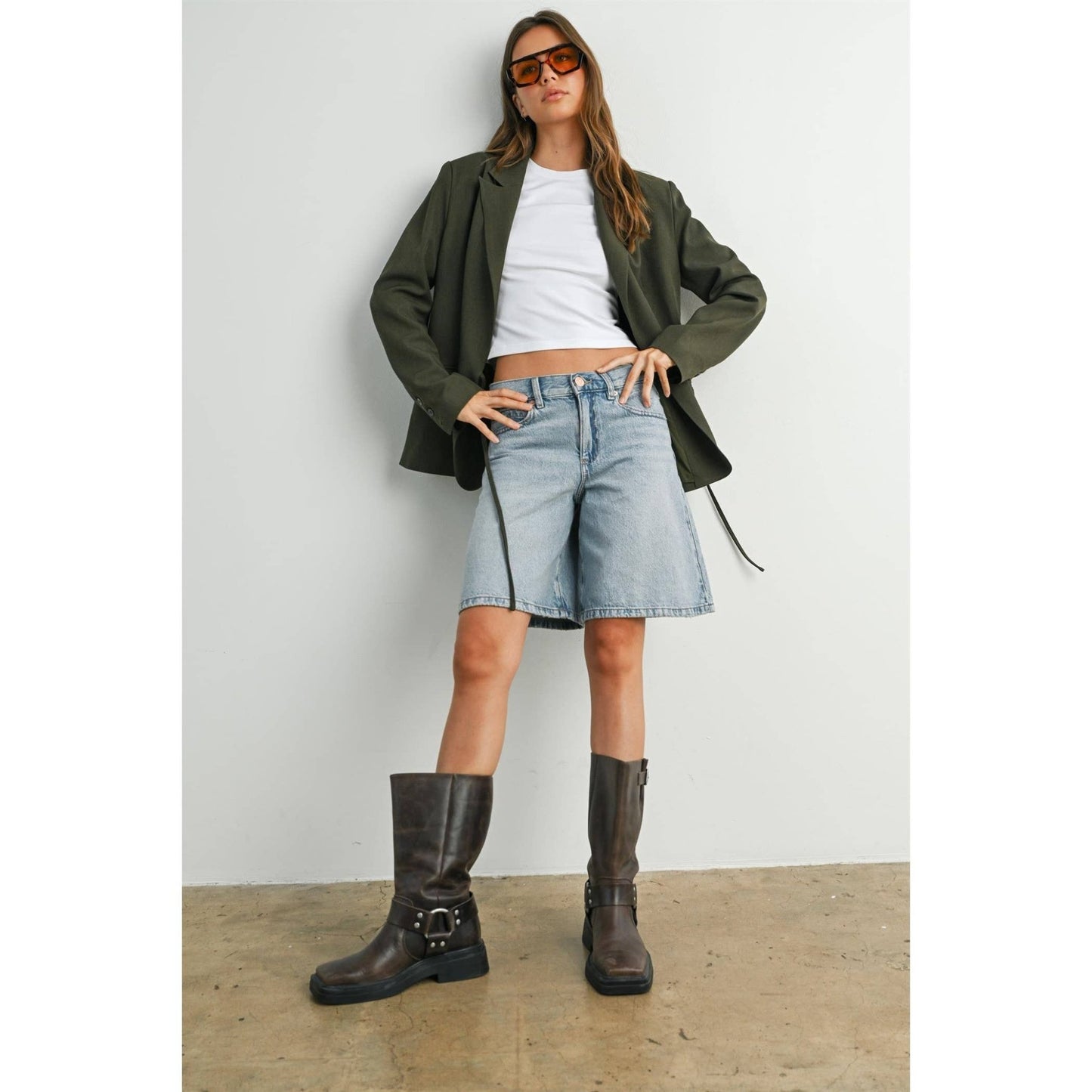 Olive Lapel Collared Long Sleeve Blazer - Purpose + Passion Boutique