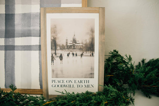 Peace On Earth Light Brown Framed Art 8x12 - Purpose + Passion Boutique