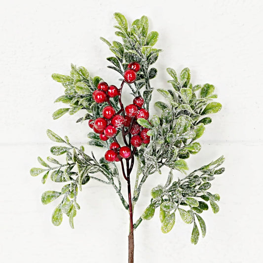 Pick - Icy Sparkle Boxwood with Red Berry - 14in - Purpose + Passion Boutique