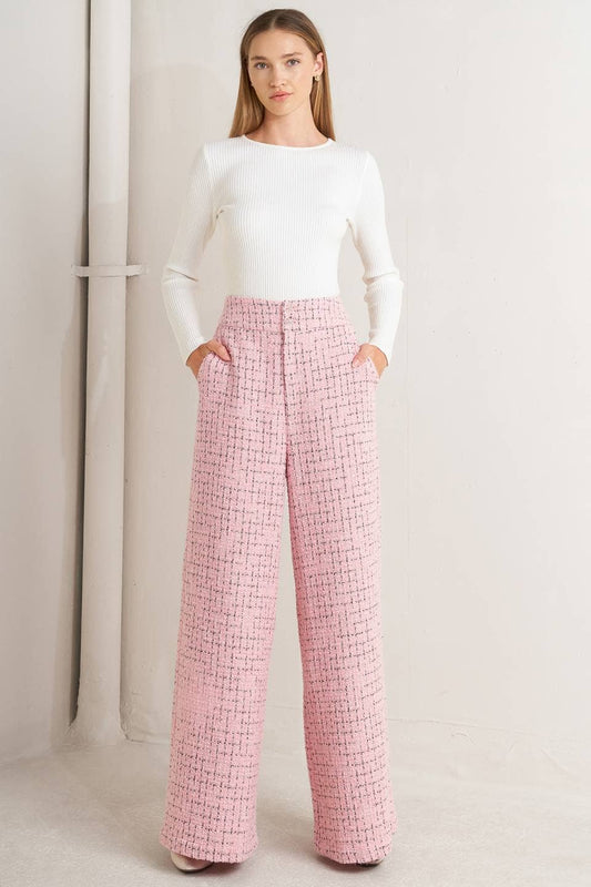 Pink Tweed Pant - Purpose + Passion Boutique