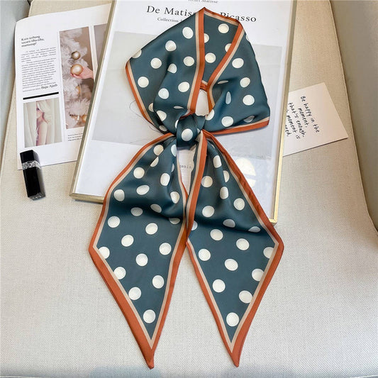 Polka Dot Geometric Silk Long Head Scarf - Purpose + Passion Boutique