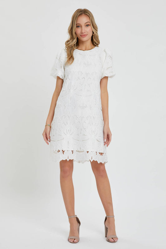Puff Sleeve Mini Lace Dress - Purpose + Passion Boutique