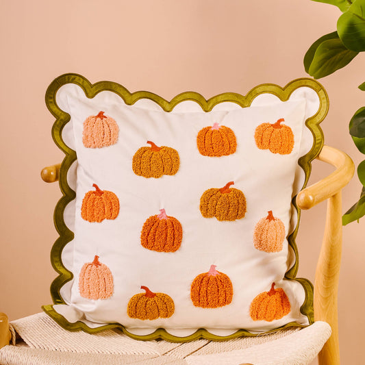 Pumpkin Patch Scalloped Square Throw Pillow - Purpose + Passion Boutique