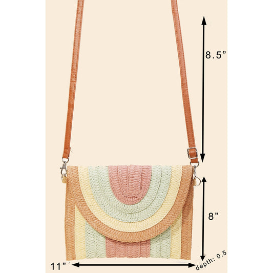 Rainbow Straw Braid Envelope Bag - Purpose + Passion Boutique