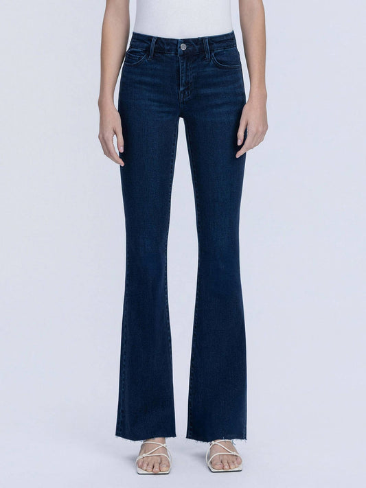 Raw Hem High Rise Dark Wash Tinted Bootcut Jean - Purpose + Passion Boutique