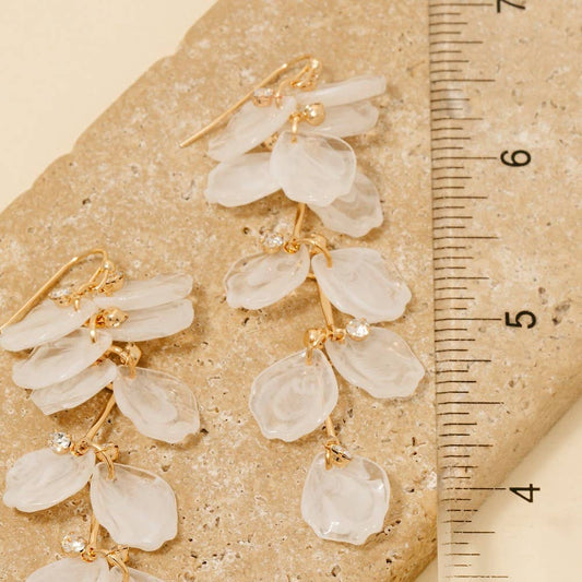 Resin Flower Petals Dangle Chain Earrings - Purpose + Passion Boutique