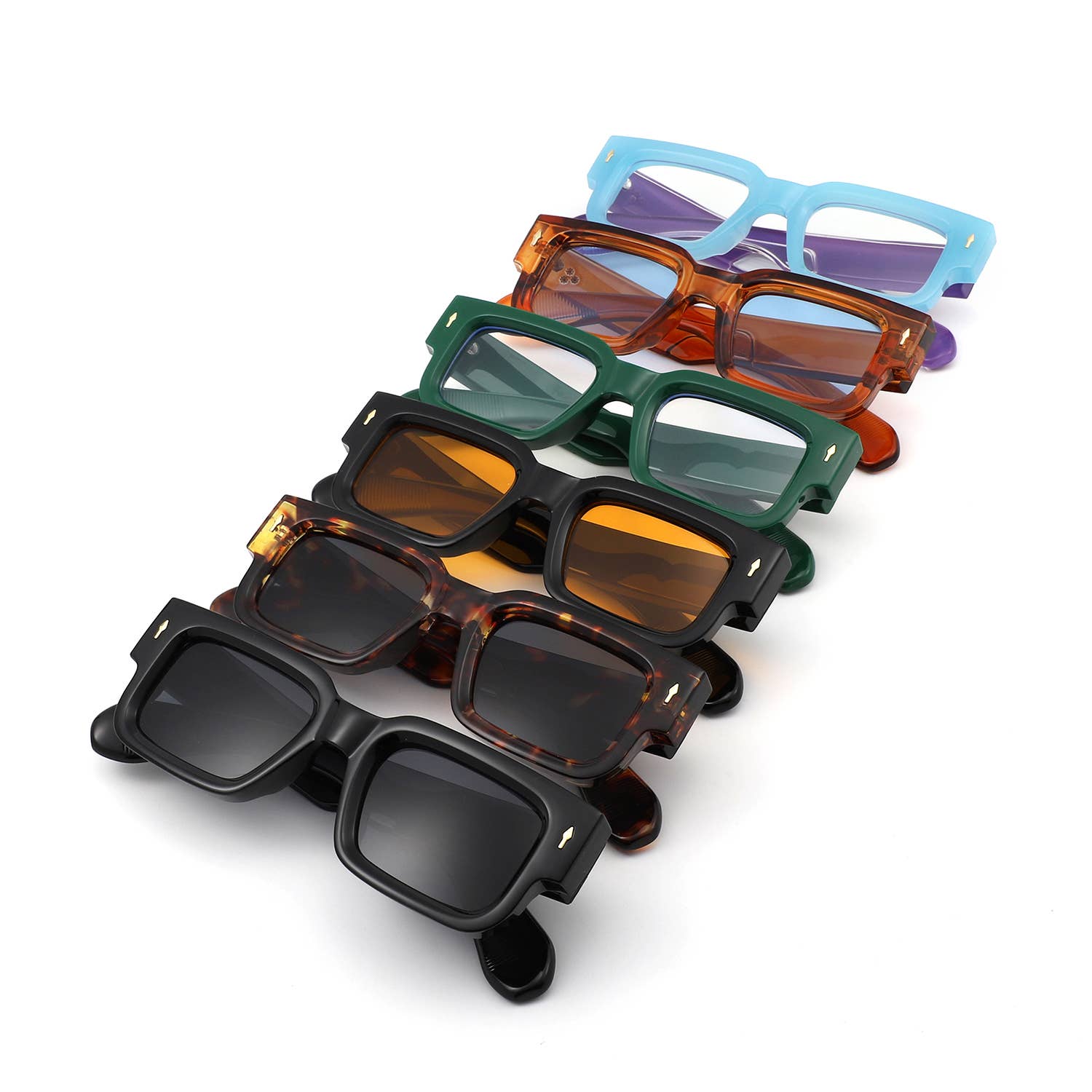Oversized Flat Top Square Sunglasses Vintage Retro Unisex Retro Square Chunky Bold Flat Top Sunglasses – Purpose +  main image 2