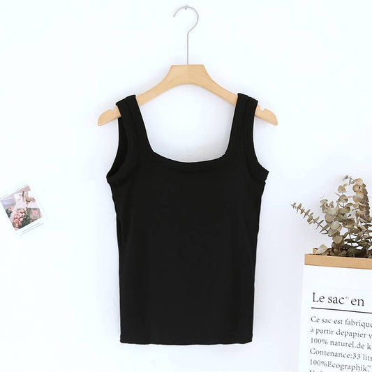 Semi - Sweetheart Neck Rib Knit Built - in Bra Top - Purpose + Passion Boutique