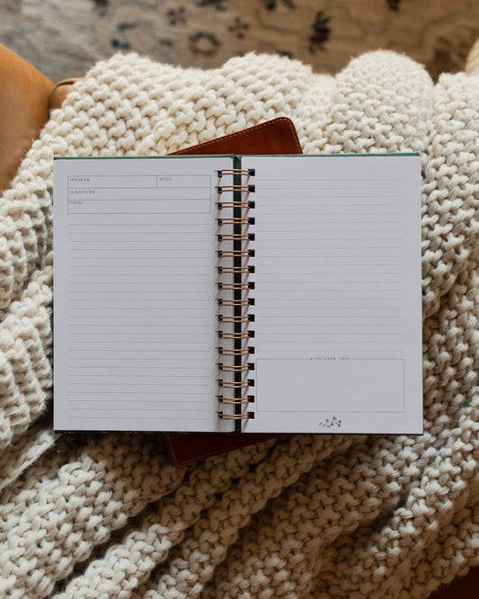 Sermon Notes Journal Green Floral - Purpose + Passion Boutique