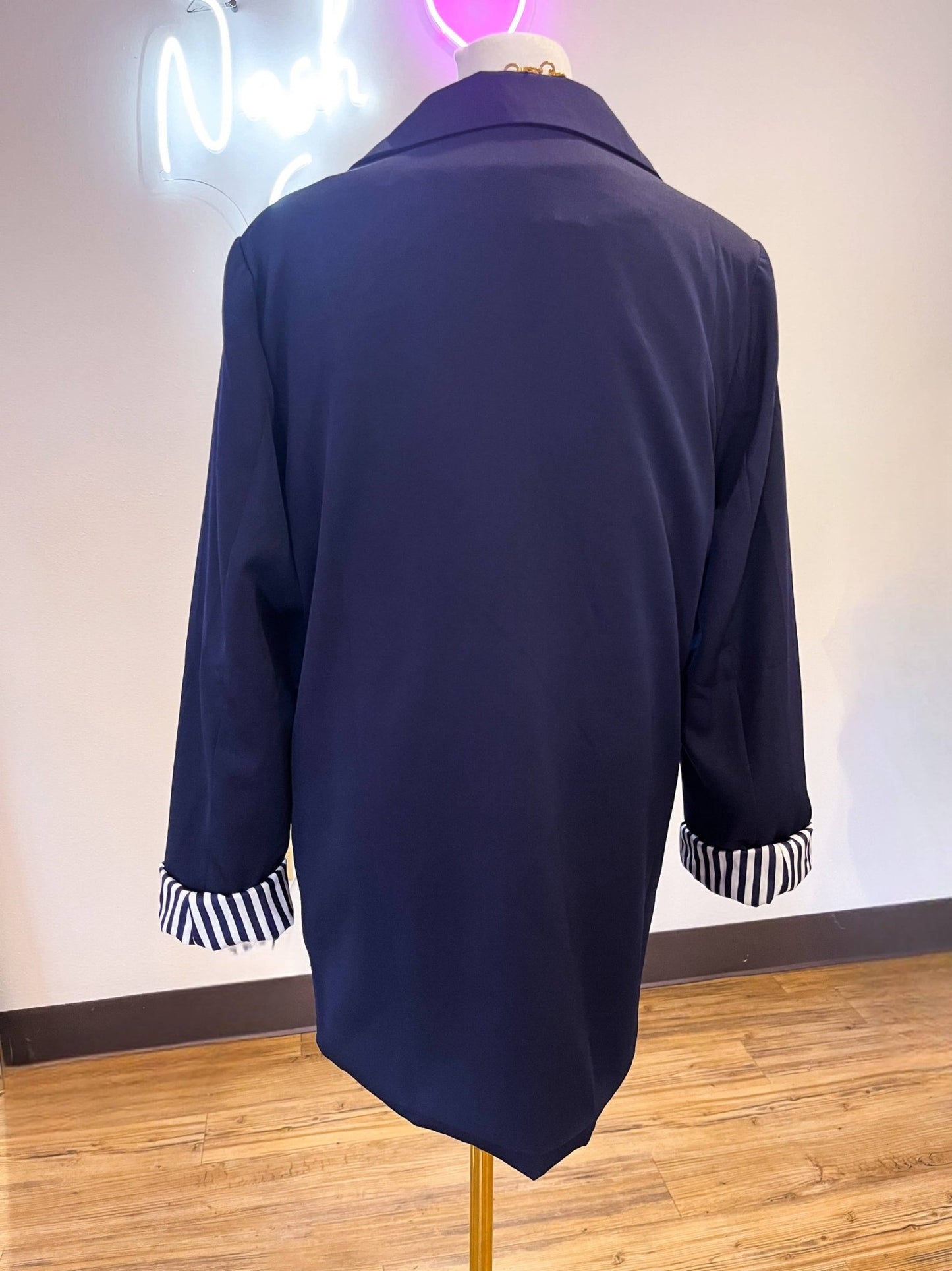 Solid Navy Single Button Blazer - Purpose + Passion Boutique