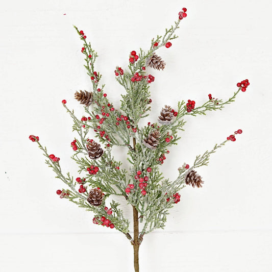 Spray - Icy Sparkle Cypress Pine w. Pepperberry - 22in - Purpose + Passion Boutique