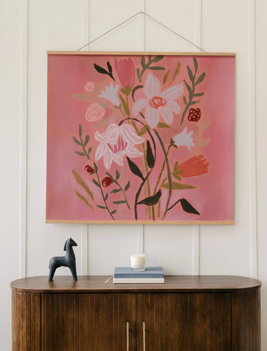 Spring Flowers 40” x 36” Cotton Canvas Banner with Holder - Purpose + Passion Boutique