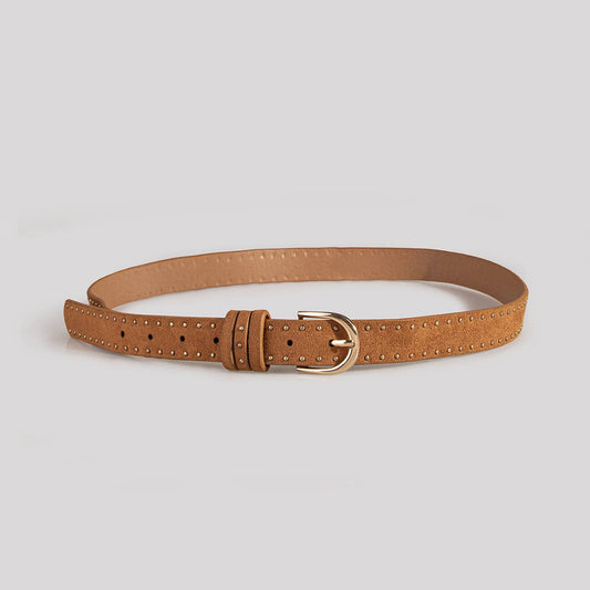 Suede Studs With Western Style Straps Belt - Purpose + Passion Boutique