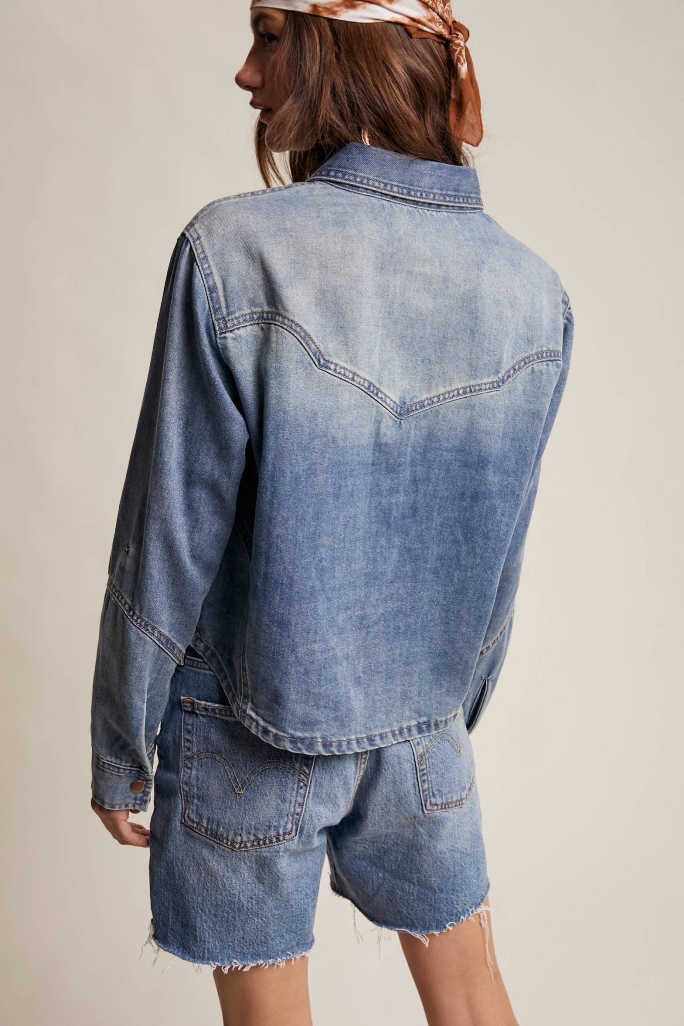 Sun - washed Blue Western - Inspired Denim Shirt - Purpose + Passion Boutique