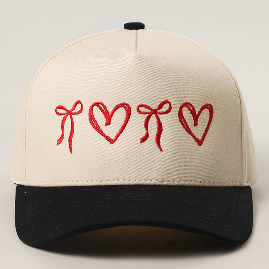 Sweet Hearts & Bows Embroidery Two - Tone Trucker Hat - Purpose + Passion Boutique