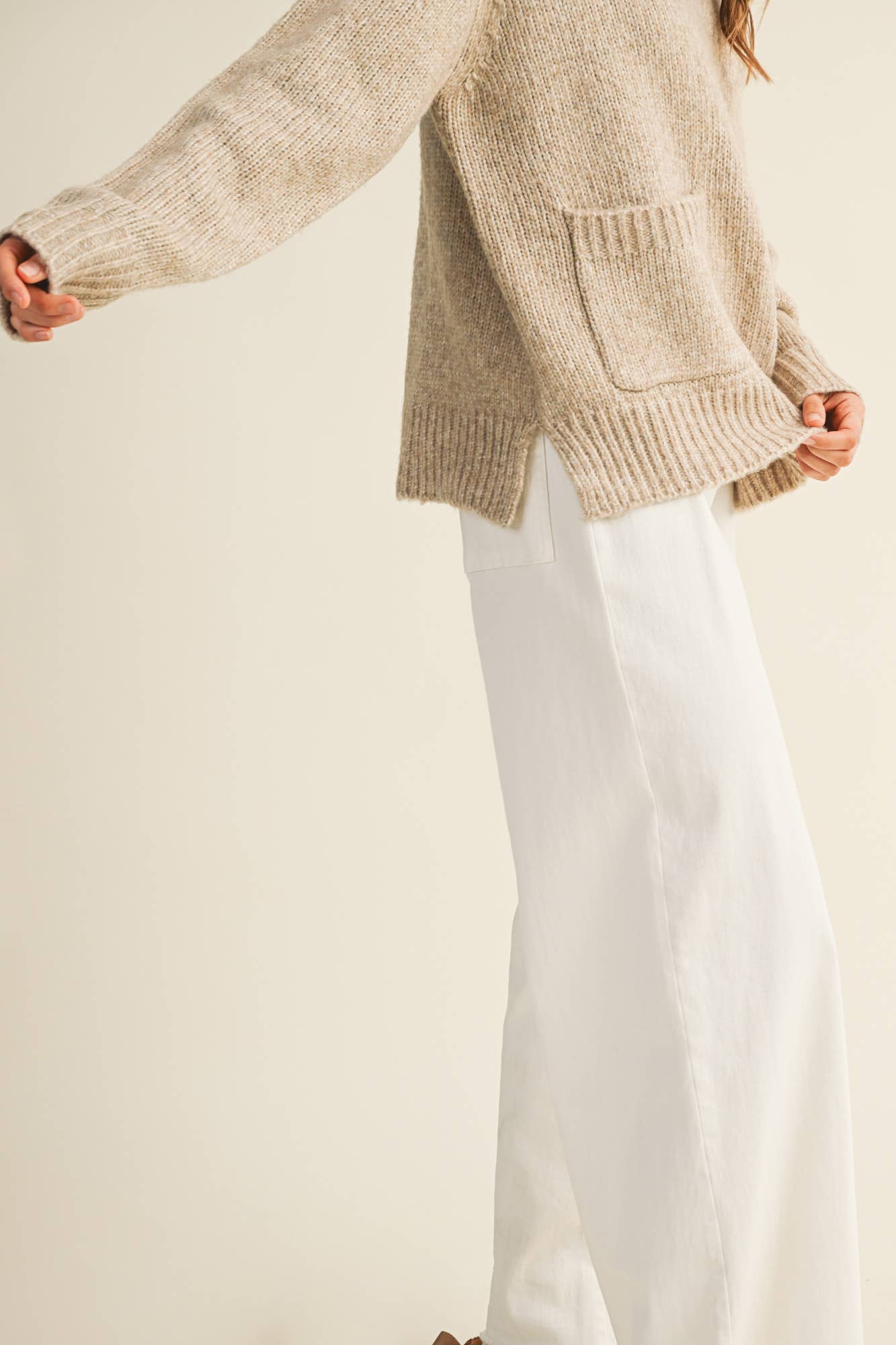 Taupe Front Patch Pocket Sweater - Purpose + Passion Boutique