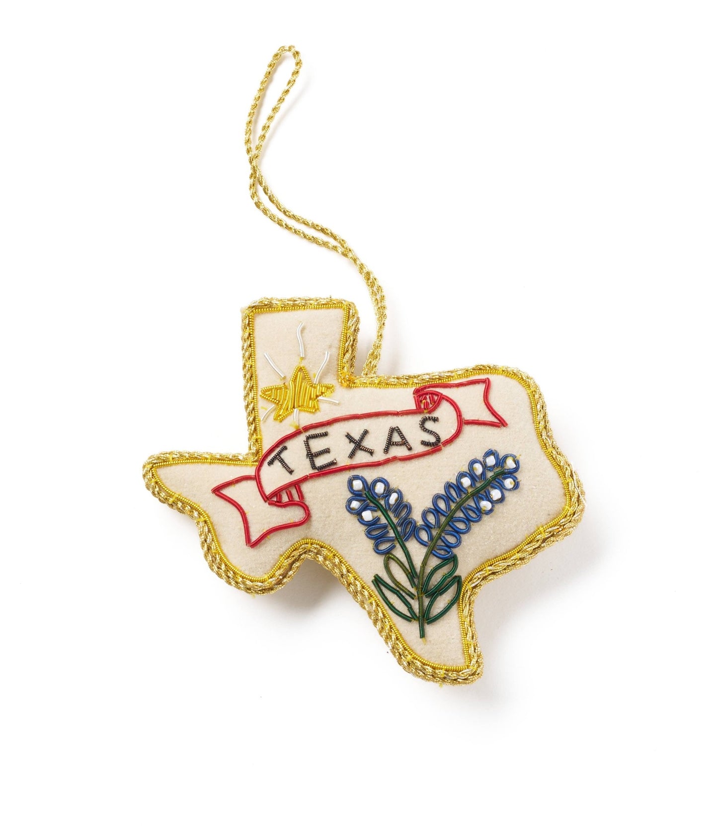 Texas Bluebonnet Beaded Embroidered Fabric Ornament - Purpose + Passion Boutique