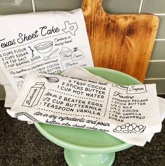 Texas Sheet Cake Recipe Flour Sack Tea Towel - Purpose + Passion Boutique