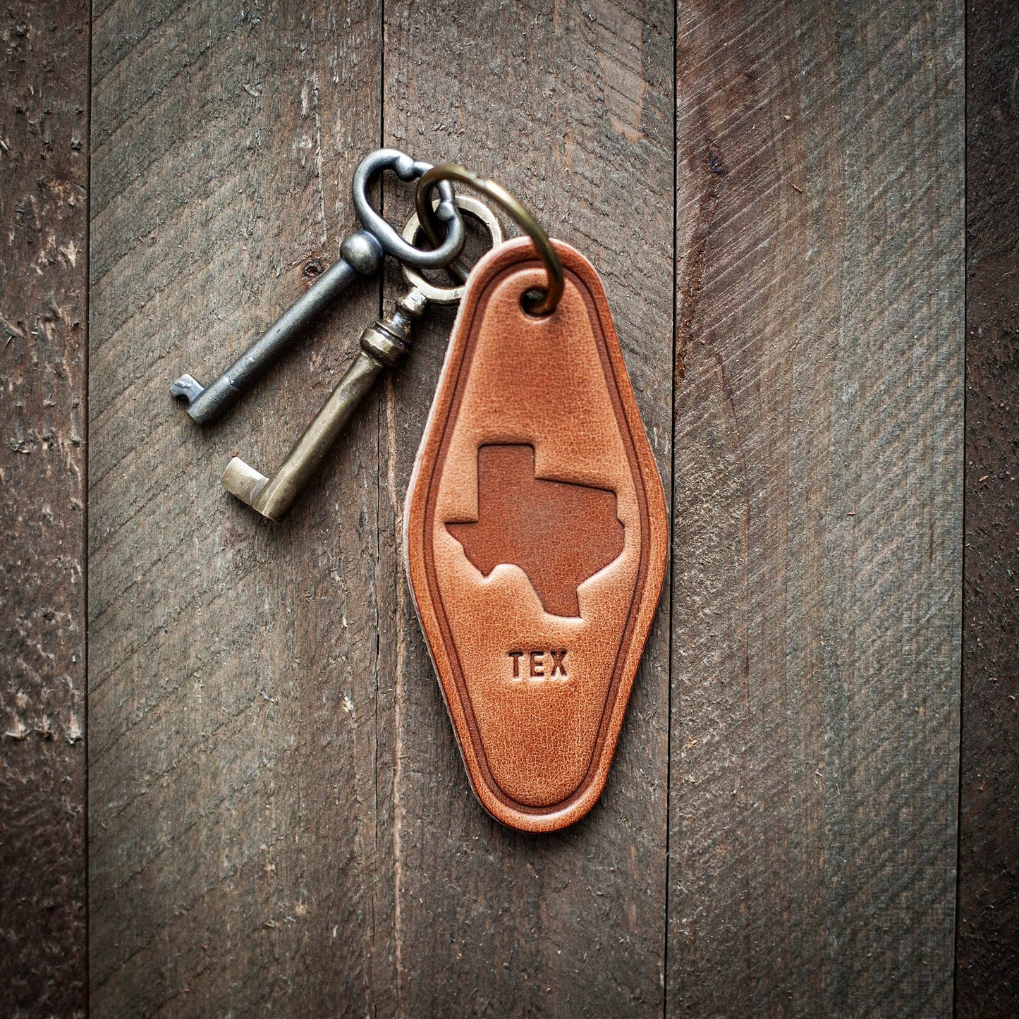 Texas Silhouette Leather Keychain Motel Style - Purpose + Passion Boutique