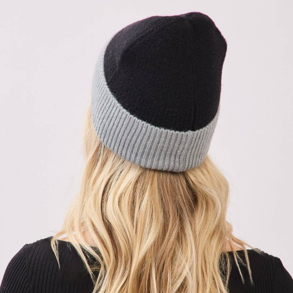 Two Toned Color Ribbed Beanie - Purpose + Passion Boutique