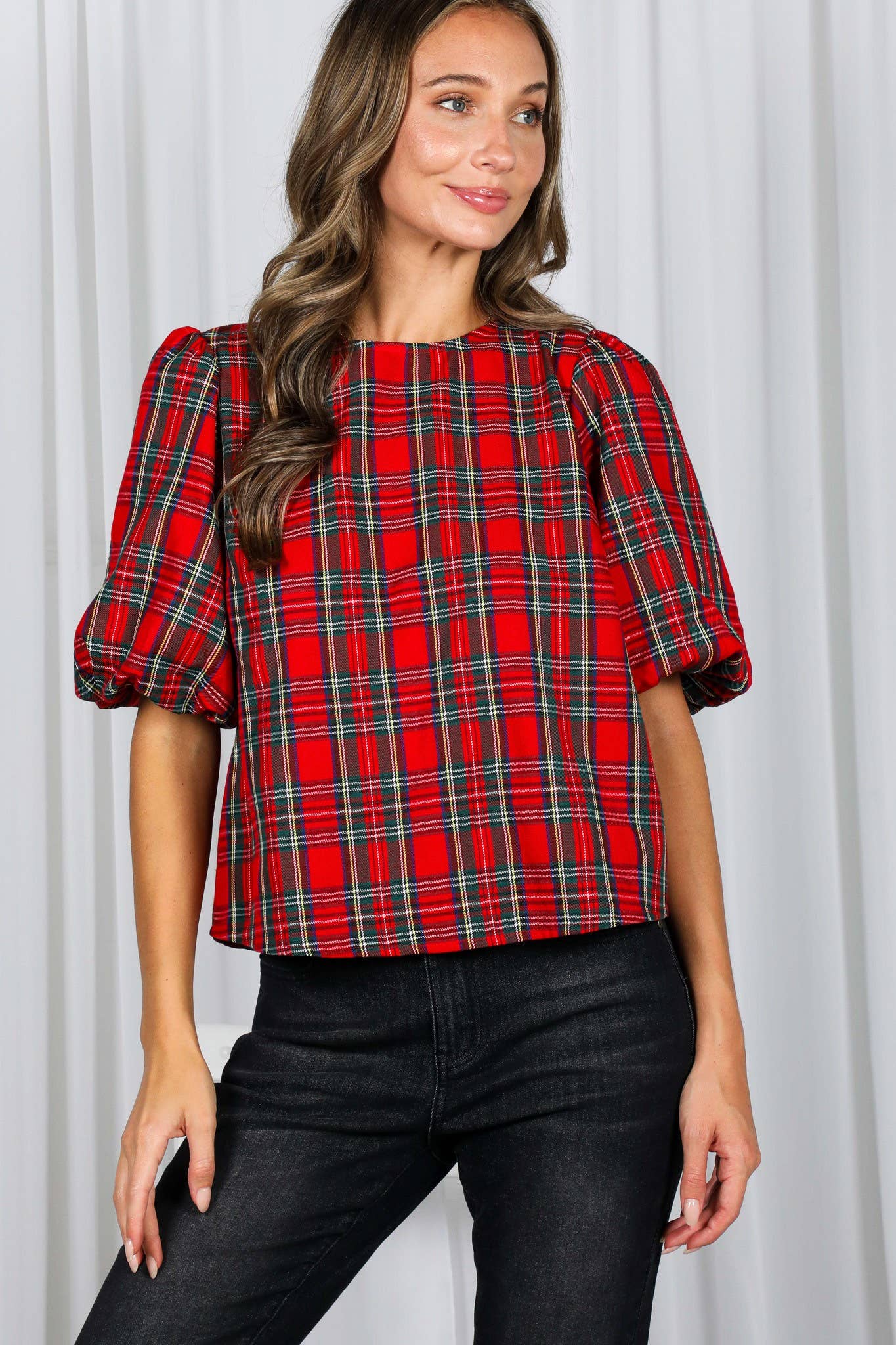 V - Back 2 Bow Plaid Blouse - Purpose + Passion Boutique
