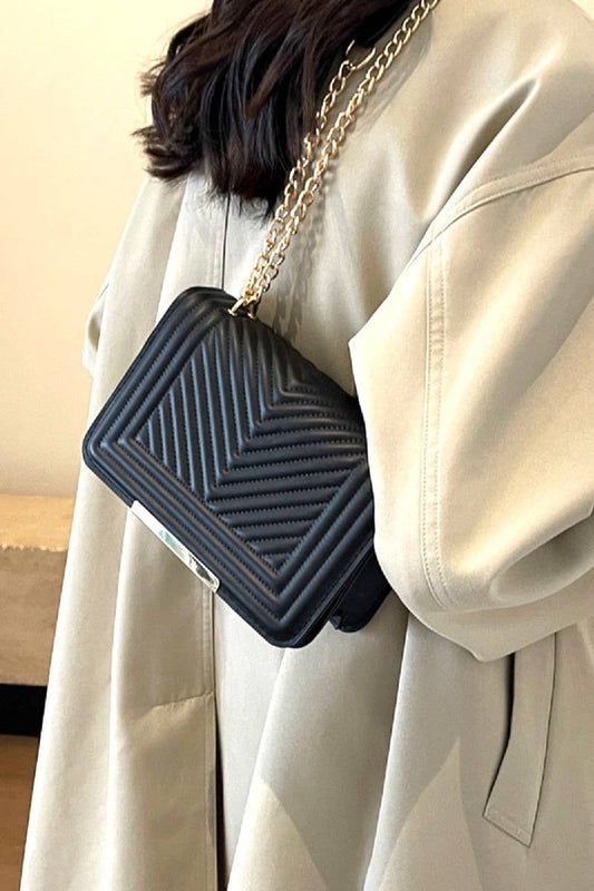 Vegan Leather Chevron Crossbody Shoulder Flap Bag - Purpose + Passion Boutique