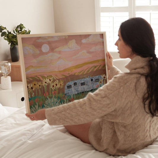 Vintage Airstream Travel Trailer Poster Hanger Art (16x12) - Purpose + Passion Boutique