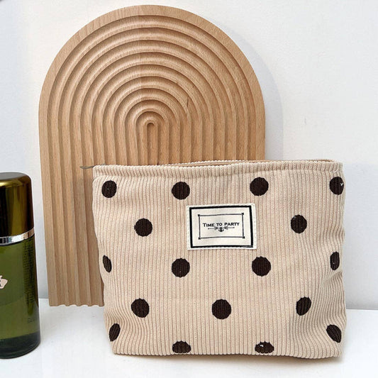 Vintage Polka Dot Corduroy Makeup Bag - Purpose + Passion Boutique