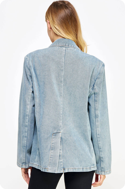 Washed Denim Blazer - Purpose + Passion Boutique