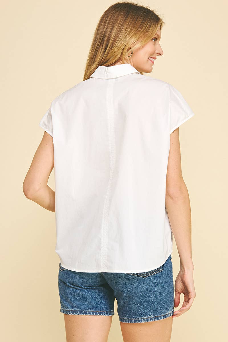 White Button - Down Tunic Blouse - Purpose + Passion Boutique