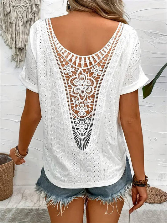 White Knit Cutout Short Sleeve - Purpose + Passion Boutique