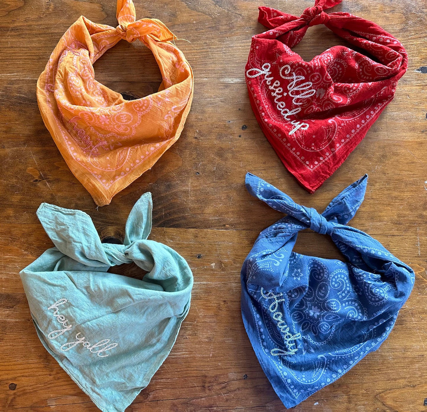 Embroidered Bandana With Chainstitch