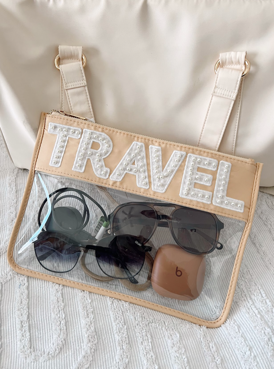 Tan Travel Clear Pouch