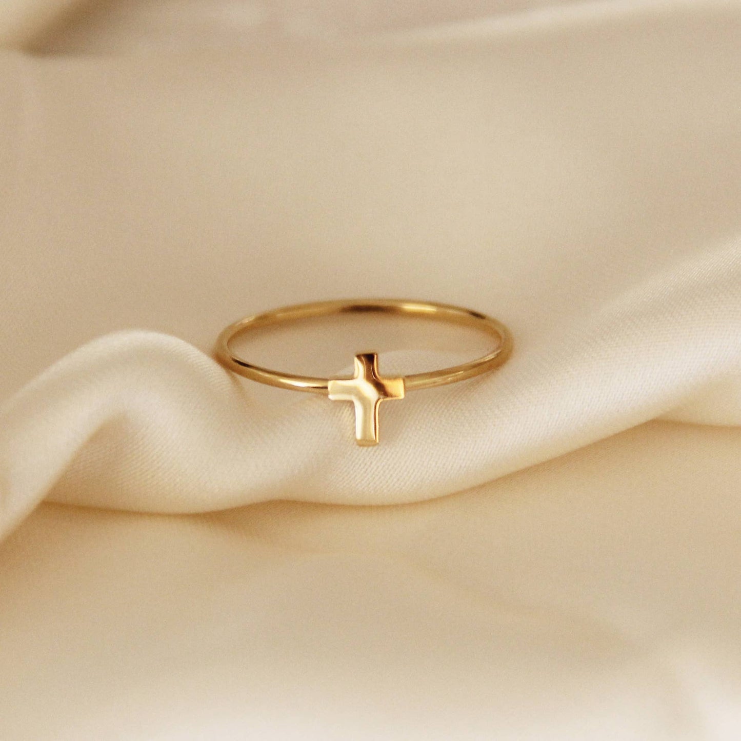24k Gold Plated Cross Ring